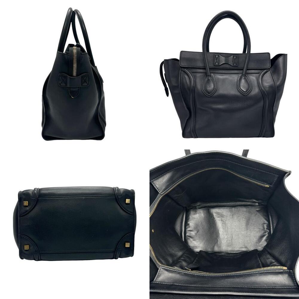 Celine Leather Luggage Shopper Handbag Black